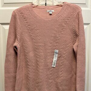 NWT Women's Croft and Barrow XL Pink Crew Neck Sweater.